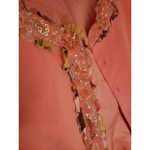 Rare Louise Ricci Embellished Beaded Sequin Button-Up Jacket Size 12 Fall Formal - Picture 4 of 12